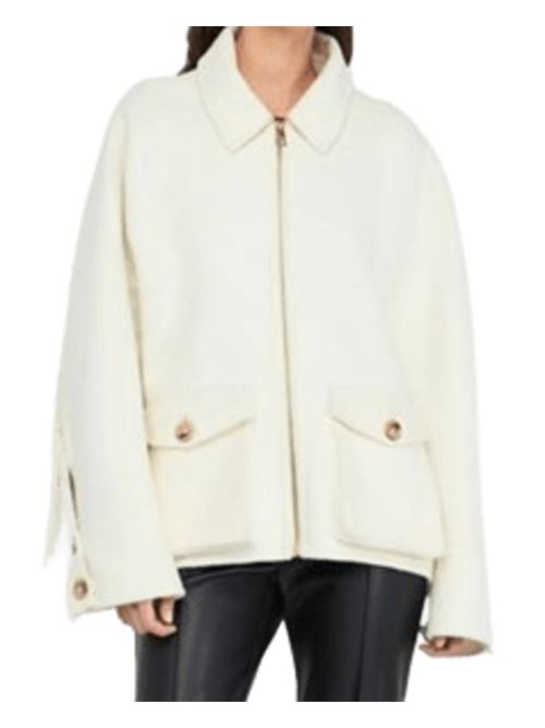 Caban in panno di misto lana con frange, color burro LIU JO | CF5059-T462710608